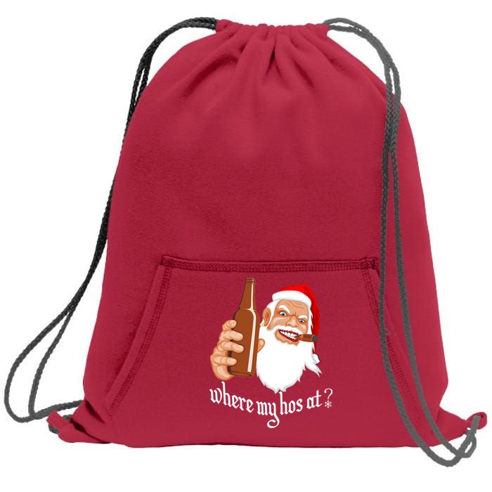 Where My Hos At? Christmas Sweatshirt Cinch Pack Bag