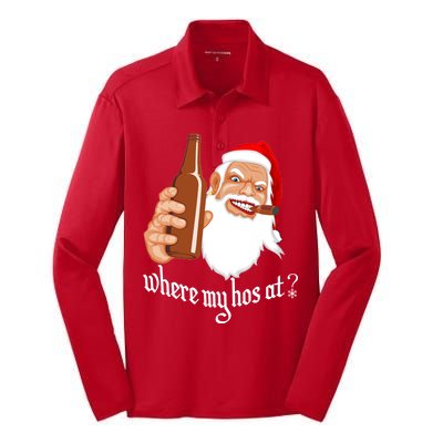 Where My Hos At? Christmas Silk Touch Performance Long Sleeve Polo