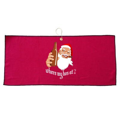 Where My Hos At? Christmas Large Microfiber Waffle Golf Towel