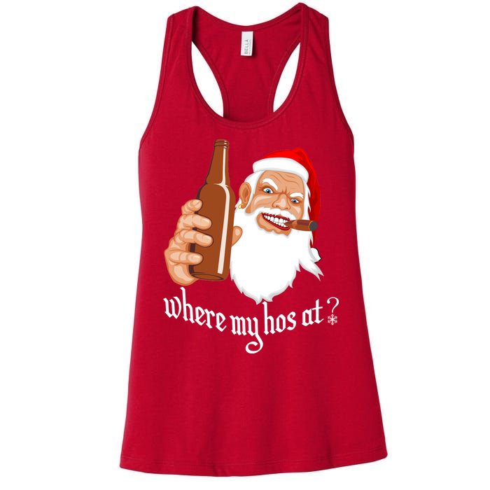 Where My Hos At? Christmas Women's Racerback Tank