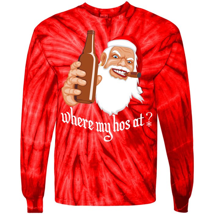 Where My Hos At? Christmas Tie-Dye Long Sleeve Shirt