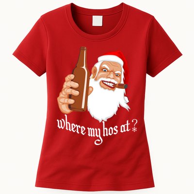 Where My Hos At? Christmas Womens T-Shirt