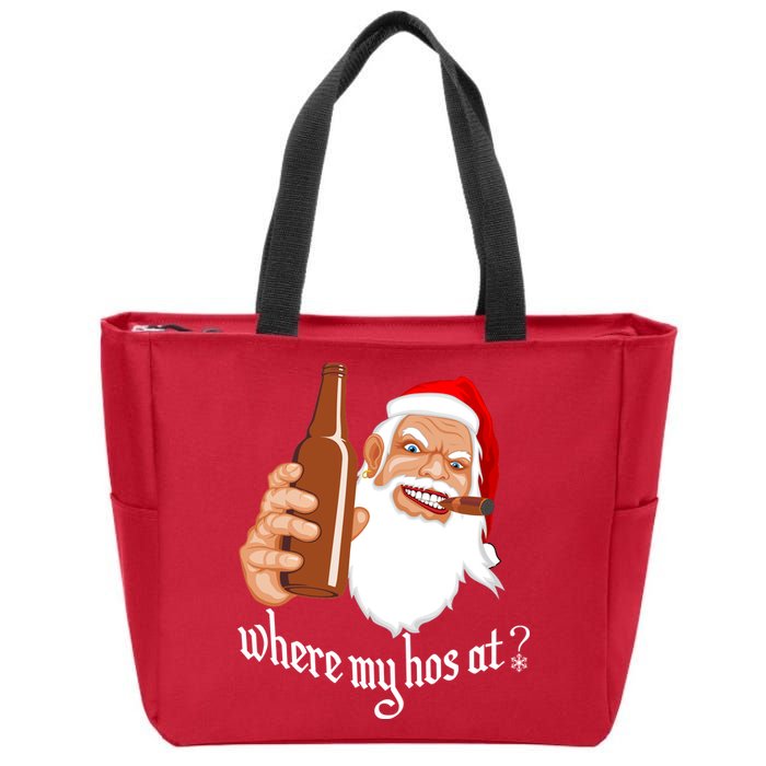 Where My Hos At? Christmas Zip Tote Bag