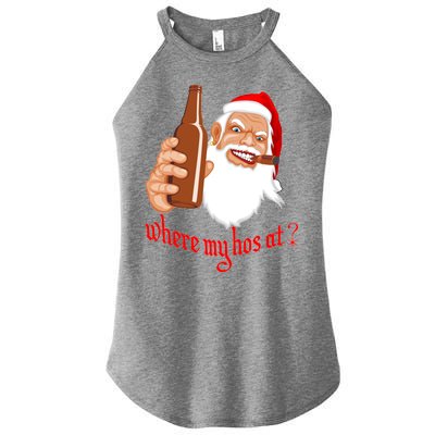 Where My Hos At? Christmas Women’s Perfect Tri Rocker Tank