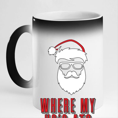 Where My Ho's At? Funny Xmas 11oz Black Color Changing Mug