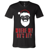 Where My Ho's At? Funny Xmas V-Neck T-Shirt