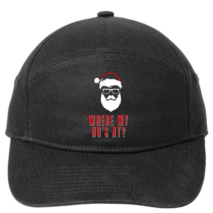 Where My Ho's At? Funny Xmas 7-Panel Snapback Hat