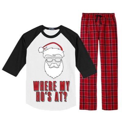 Where My Ho's At? Funny Xmas Raglan Sleeve Pajama Set