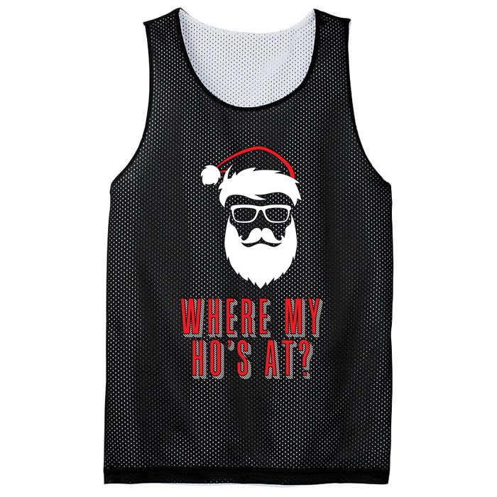 Where My Ho's At? Funny Xmas Mesh Reversible Basketball Jersey Tank
