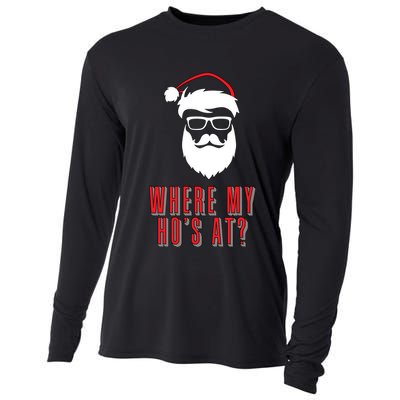 Where My Ho's At? Funny Xmas Cooling Performance Long Sleeve Crew
