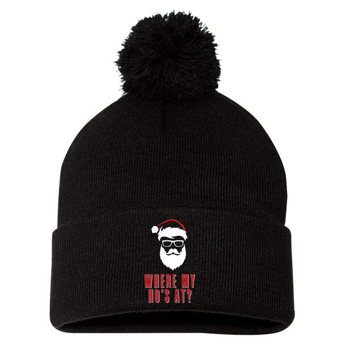 Where My Ho's At? Funny Xmas Pom Pom 12in Knit Beanie
