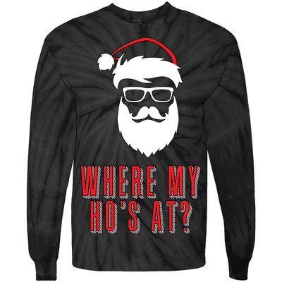 Where My Ho's At? Funny Xmas Tie-Dye Long Sleeve Shirt