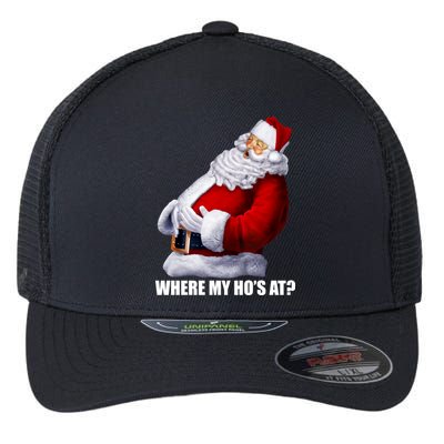 Where My Ho's At? Santa Quote Flexfit Unipanel Trucker Cap