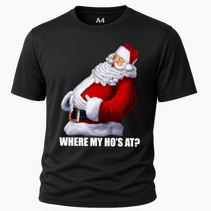Where My Ho's At? Santa Quote Cooling Performance Crew T-Shirt