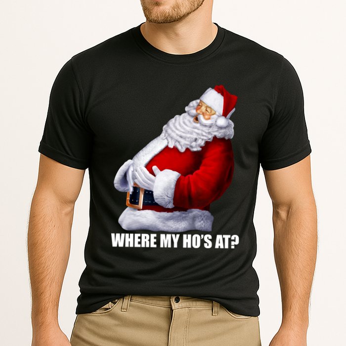 Where My Ho's At? Santa Quote Cooling Performance Crew T-Shirt