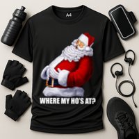 Where My Ho's At? Santa Quote Cooling Performance Crew T-Shirt