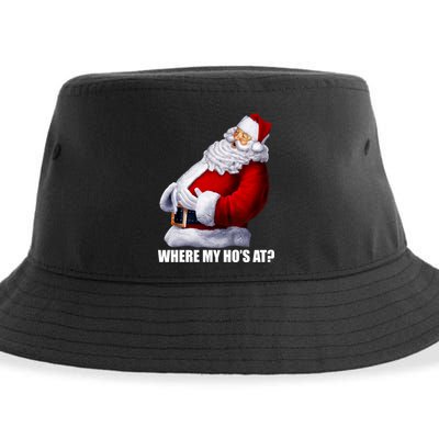 Where My Ho's At? Santa Quote Sustainable Bucket Hat