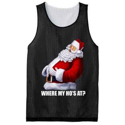 Where My Ho's At? Santa Quote Mesh Reversible Basketball Jersey Tank