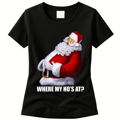 Where My Ho's At? Santa Quote Womens T-Shirt