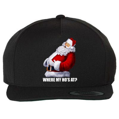 Where My Ho's At? Santa Quote Wool Snapback Cap