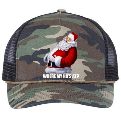 Where My Ho's At? Santa Quote Retro Rope Trucker Hat Cap