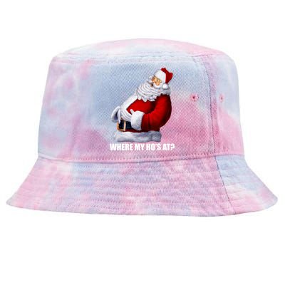 Where My Ho's At? Santa Quote Tie-Dyed Bucket Hat