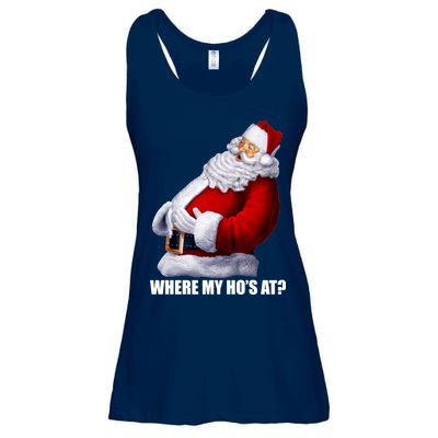 Where My Ho's At? Santa Quote Ladies Essential Flowy Tank