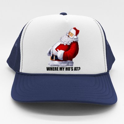 Where My Ho's At? Santa Quote Trucker Hat