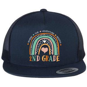 Where The Adventure Begins 2nd Grade Flat Bill Trucker Hat