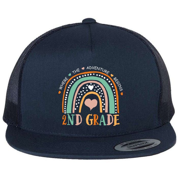 Where The Adventure Begins 2nd Grade Flat Bill Trucker Hat