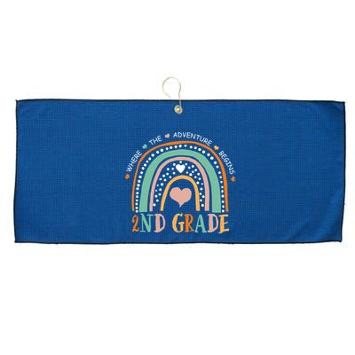 Where The Adventure Begins 2nd Grade Large Microfiber Waffle Golf Towel