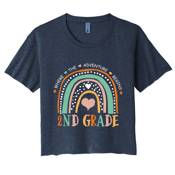 Where The Adventure Begins 2nd Grade Women's Crop Top Tee