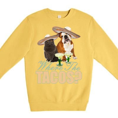 Where The Tacos? Cat Dog Premium Crewneck Sweatshirt