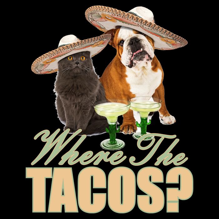 Where The Tacos? Cat Dog Cropped Pullover Crew