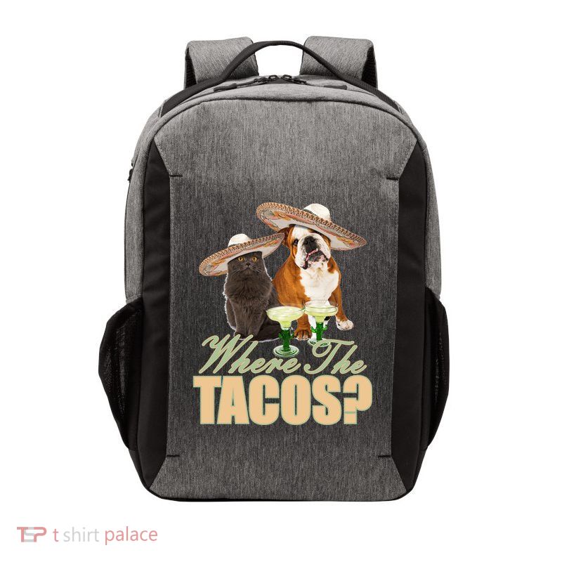 Where The Tacos? Cat Dog Vector Backpack