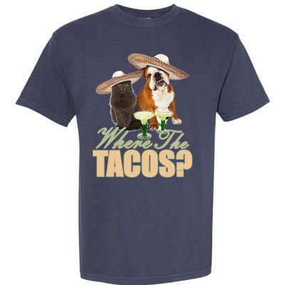 Where The Tacos? Cat Dog Garment-Dyed Heavyweight T-Shirt