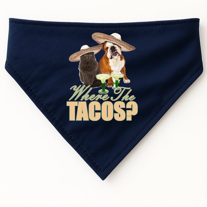 Where The Tacos? Cat Dog USA-Made Doggie Bandana