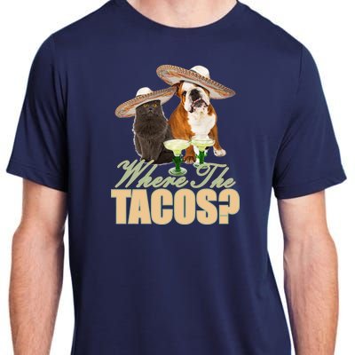 Where The Tacos? Cat Dog Adult ChromaSoft Performance T-Shirt