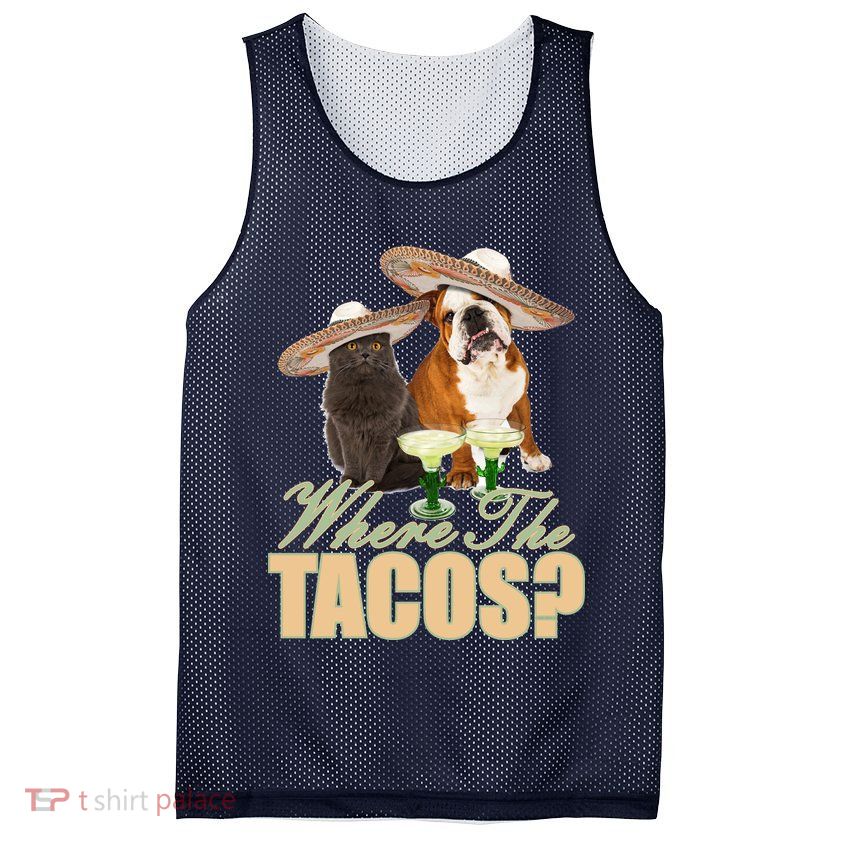 Where The Tacos? Cat Dog Mesh Reversible Basketball Jersey Tank