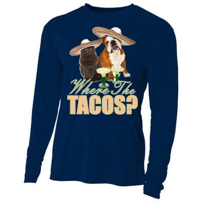 Where The Tacos? Cat Dog Cooling Performance Long Sleeve Crew