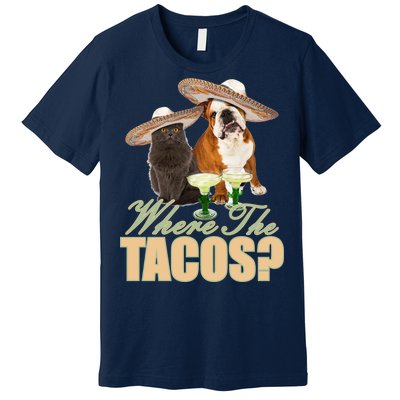 Where The Tacos? Cat Dog Premium T-Shirt