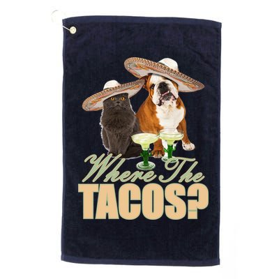 Where The Tacos? Cat Dog Golf Towel