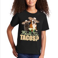 Where The Tacos? Cat Dog Kids T-Shirt