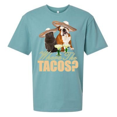 Where The Tacos? Cat Dog Sueded Cloud Jersey T-Shirt