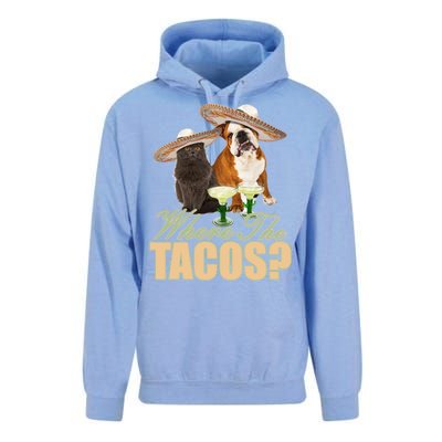 Where The Tacos? Cat Dog Unisex Surf Hoodie