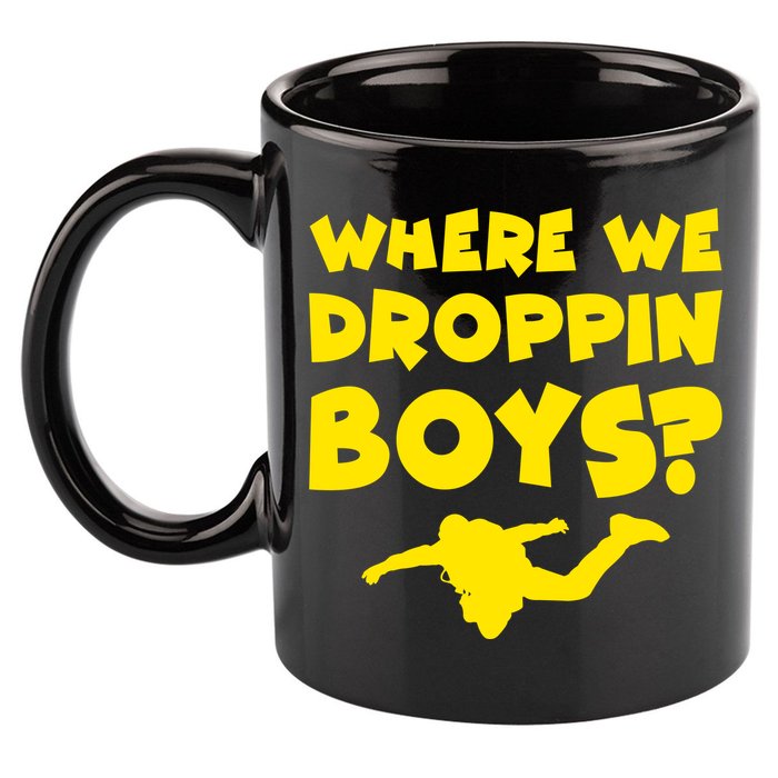 Where We Droppin Boys Funny Gamer 11oz C Handle Ceramic Mug