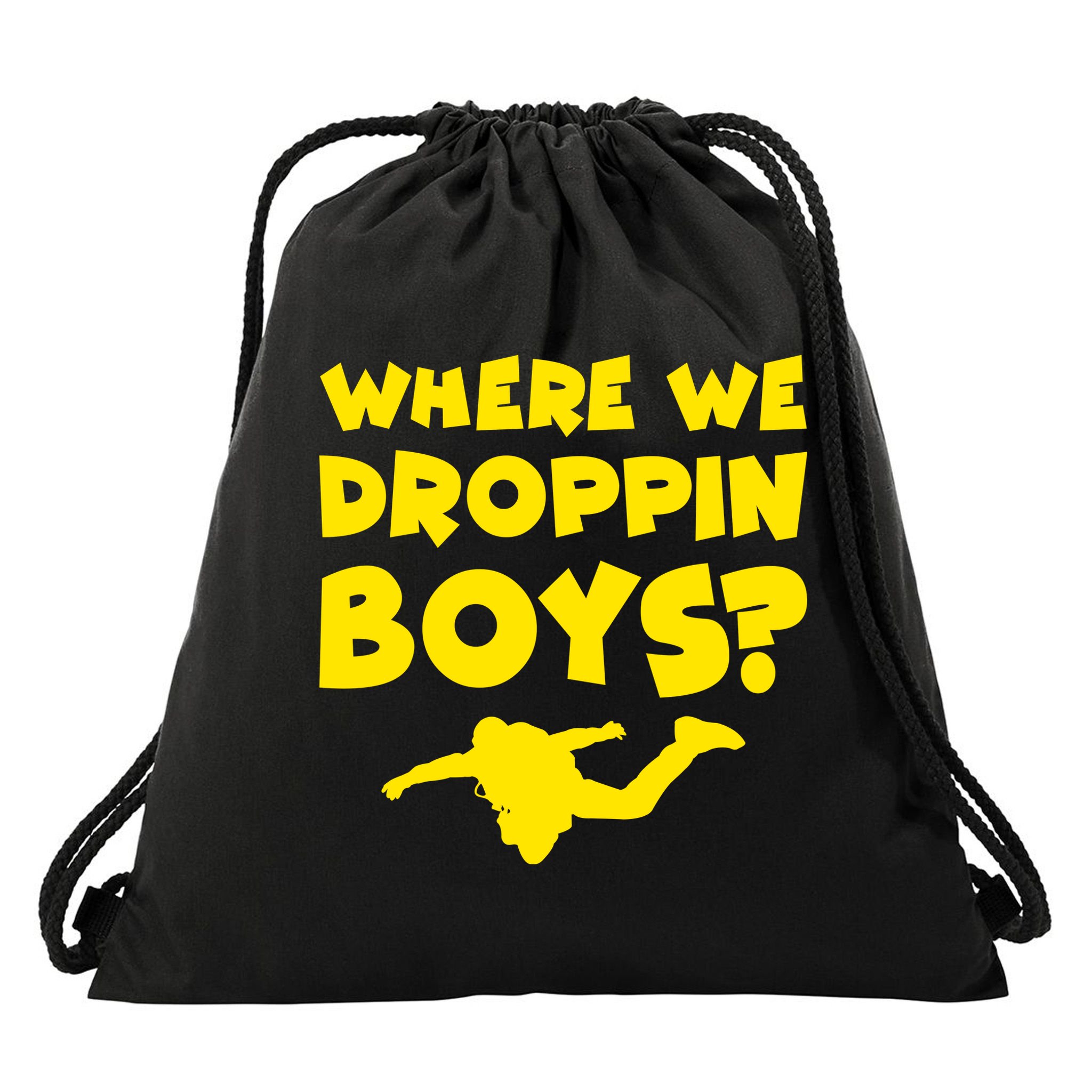 Where We Droppin Boys Funny Gamer Drawstring Bag