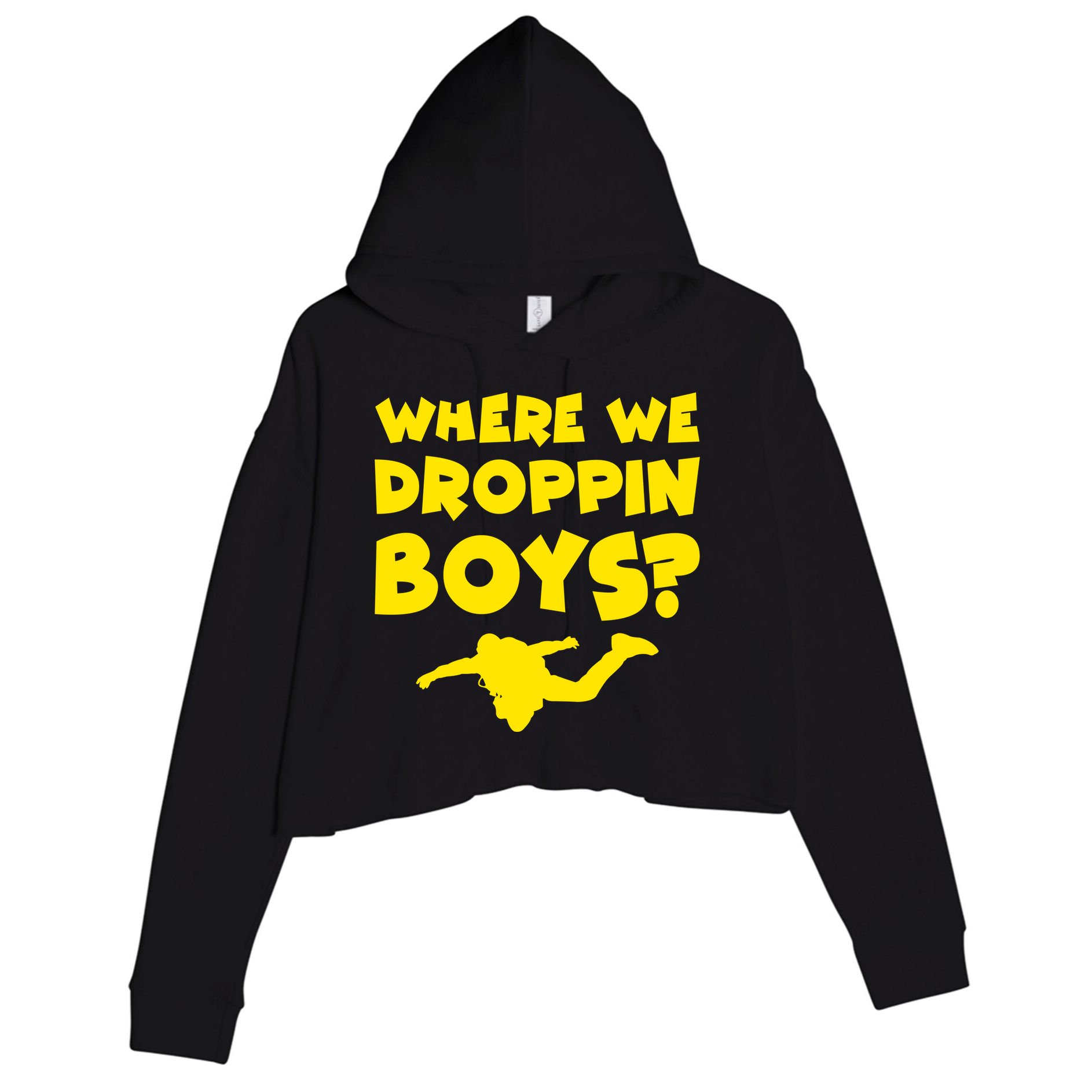 Where We Droppin Boys Funny Gamer Crop Fleece Hoodie