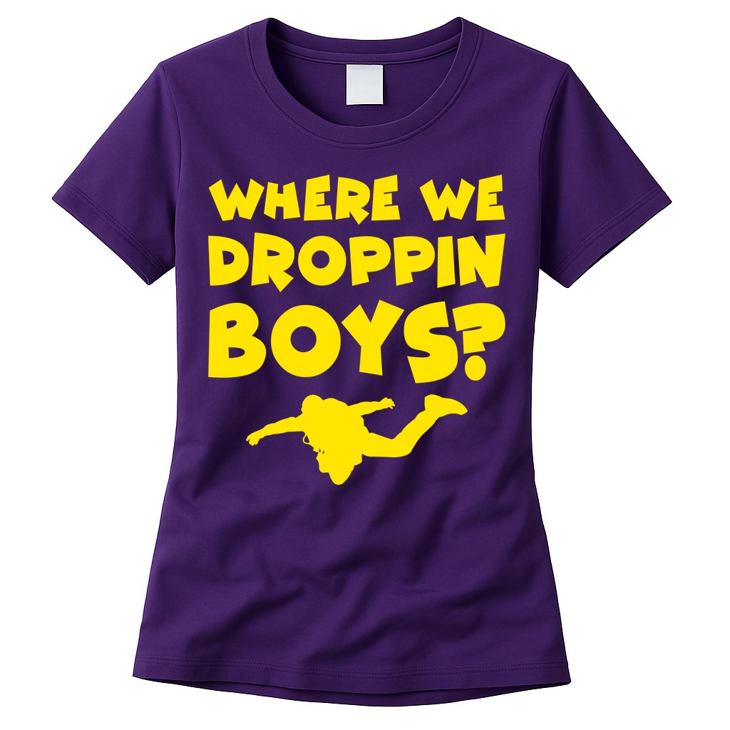 Where We Droppin Boys Funny Gamer Womens T-Shirt