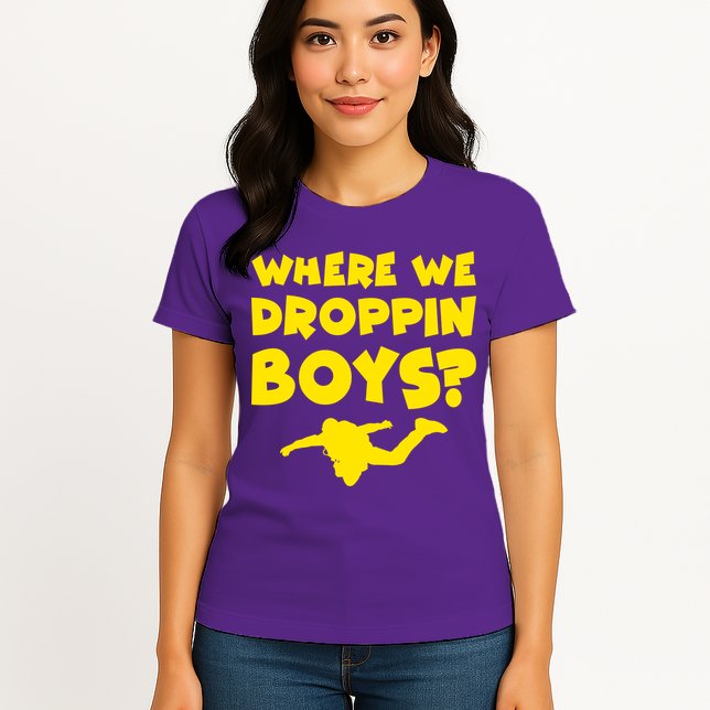 Where We Droppin Boys Funny Gamer Womens T-Shirt